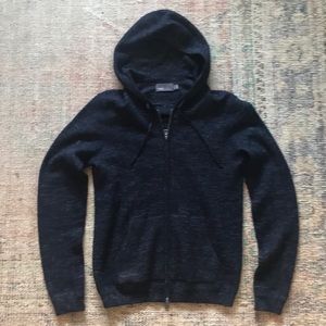 Vince blue sweater hoodie with zipper, medium